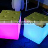 Plastic PE Led Cube Stool With Cushion&color Changing Ottomans thumbnail-1