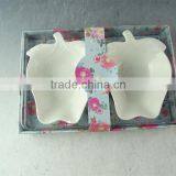 Porcelain White Ceramic Apple Shape Dishes / Bowls / Gift Package Promotion thumbnail-1