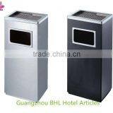 Metal Square Dustbin With Ashtray Cover,litter Bin for Restaurant BY-74 thumbnail-1