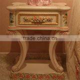 French Style Rose Carvd Wooden Luxury Chic Nightstand With Hand Painted - BF07-70038N thumbnail-1
