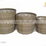 Round PE/Plastic Rattan With Liner Deco Basket thumbnail-2