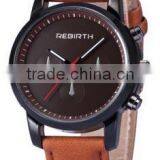 Engraved Logo Quartz Stainless Steel Back Leather Strap Men's Vogue Business Watch thumbnail-3