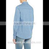 2016 New Arrival Ladies Long Sleeve Blue Denim Shirt OEM Service thumbnail-2