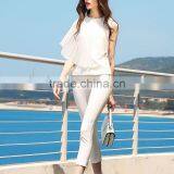 White Lotus Leaf Sleeveless High Neck Design of Blouse Latest Fashion Blouse Patterns thumbnail-3
