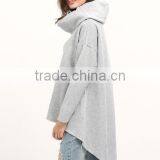 Women's Grey Cowl Neck Long Sleeve Loose Sweatshirt thumbnail-3