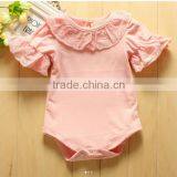 Infant Plain White Bodysuit Girls Lace Sleeve Collar Romper Boutique Baby Cotton Handmade Clothes thumbnail-2