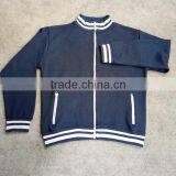 High Quality Wholesale Plain Navy Custom Made Hoodie Baseball Jacket thumbnail-1