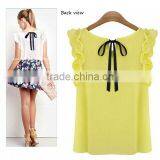 Manufacture Woman Chiffon Polyester Blouse Shirts Sleeveles Sexy Casual Tops Clothings thumbnail-3