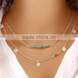 2016 Lateste Design Turquoise Beads Gold Layer Pendant Necklace Jewelry thumbnail-2