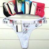 Cotton Hip-hugger Sexy T-back Bowknot Printed Female Mini Thong Panty thumbnail-1