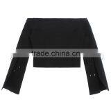 Trumpet Sleeve Round Neck Casual Fashion Lady Blouse for Wholesale thumbnail-5