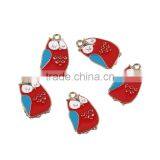 Zinc Based Alloy Charms Owl Animal Gold Plated Red Enamel thumbnail-1