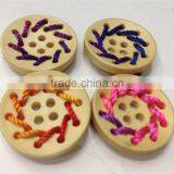DIY 14 Hole the Original Wood Color Green Wood Buttons thumbnail-2