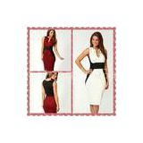 Formal Sleeveless midi bodycon Casual Womens Dresses in Red / White
