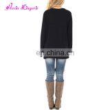 Black Solid Irregular Long Sleeves Winter New Style New Models Blouses Fashion thumbnail-2