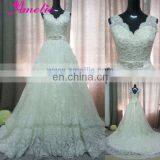 AC1048 V Neckline Lace Appliqued Real Sample Alibaba Wedding Dress