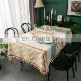 Home Decor Cotton Linen Embroidery Lace Tassel Rectangular Tablecloth Waterproof Oilproof Kitchen Dining Table Colth Cover thumbnail-4