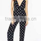 European Fashion Halter Neck Backless Dot Print Women Jumpsuites thumbnail-4