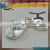 plated Flip flops shaped pendant with Lobster Claw Clasps