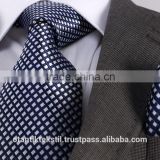 Dark Blue White Checked Necktie set with pocket square, neck tie, corbata, gravate, krawatte, cravatta, fashion tie