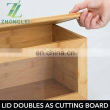 100% Bamboo Bread Box Bin With Lid Front Window for Kitchen Countertop thumbnail-2