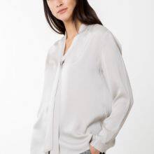 Ladies' 100%silk Long Sleeve Neck Belt Blouse thumbnail-2