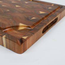Acacia Wood End Grain Cutting Board With Built-In Compartments Juice Grooves Kitchen Wooded Chopping Board Butcher Block thumbnail-4