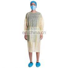 Disposable Yellow Non Woven Isolation Gown With Cuffs thumbnail-1