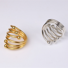 Wholesale Metal 6 Pearls Spiral Wedding Gold Napkin Ring thumbnail-4