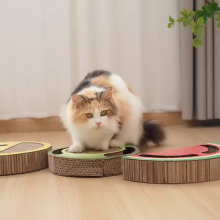 Meow Love Fruit Shape Pattern Corrugated Cat Scraper Cardboard With Toy Exercise Break thumbnail-4