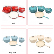 High Quality Kitchen Pot 20/22/24cm Round Nonstick Cast Iron Casserole Enamel Cookware Dutch Oven Set 25cm Enamel Frying Pan thumbnail-3