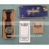 rectangular metal tin watch box