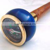 Antique Nautical Brass Walking Stick/Blue Color Compass Handle Walking Stick/ Brown Wood Walking Stick Wk1115 thumbnail-2