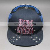 FOAM MESH TRUCKER 5-PANEL CAP WITH EMBROIDERY AND STUDS