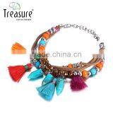 Fashion jewelry vintage ethnic colorful tassel bead rope woven bracelet Valentine's Day bracelet