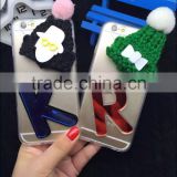 2015 New Design Mobile Phone Case for iPhone 6/6plus Woollen Caps Shining English Letters Phone Cover