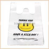 wholesale vb-1 Recyclable White Plastic Carry Out Shopping Bags Smiley Smiling Smile face 26 x 40cm Pack of 100