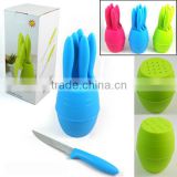 6PCS PLASTIC HANDLE 4.5" KNIFE WITH PP BUCKET STAND, KNIFE SET, KITCHEN KNIFE