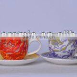 Factory Supply Fine New Bone China Floral Tea Cups and Saucer