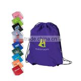 Coulorful customized 80gsm to 200gsm non woven drawstring bag for shoe silk printed drawstring bag