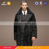 Knee Long Sheepskin Shearling Coat Men Real Leather Sheepskin Jacket Winter Jacket thumbnail-1