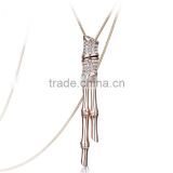 OUXI fashion design wholesale bamboo shape AAA zircon sweater chain necklace jewelry 10516