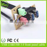 USB3.0 Cable Elbow+usb 2.0 Female+audio Cable+PCB13133 Panel Mount Cable