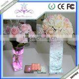 Multi-color 4Inch Square LED glass flower vase light base for Table centerpieces