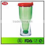 Bpa Free Double Wall 14 oz Beer Drinking Cup With Pink Lid thumbnail-3