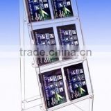 A4 floorstanding outdoor use acrylic brochure holder with a lid