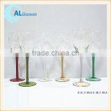 Colored Glass Stemware, Green Stem Clear Wine Glass thumbnail-1
