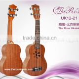 Hot-sell soprano all sapele rosewood fingerboard pattern engraving ukulele