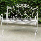 Durable Elegant Folding Garden Matel Bench Antique White thumbnail-1