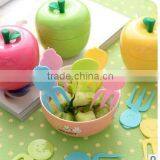 CY046 Apple Shape Plastic Fruit Forks Set With Stand Container Dessert Salad Forks for Kitchen Table Accessories thumbnail-2